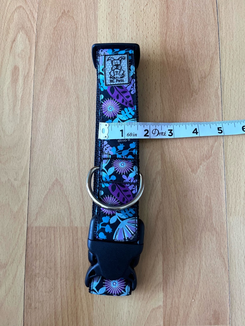 Vibrant Floral Pet Collar in Teal and Purple - Picture 6 of 6